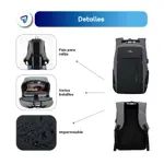 Mochila Antirrobo Para Notebook Impermeable Hombre Mujer 20L con Cable USB Waggs