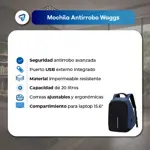 Mochila Urbana Antirrobo Porta Notebook 30 Litros con Cable USB Gris/Negra Waggs