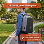 Mochila Antirrobo Porta Notebook 30 Litros con Cable USB Negra Waggs