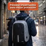 Mochila Antirrobo Porta Notebook 30 Litros con Cable USB Negra Waggs