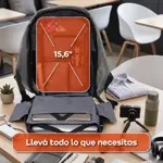 Mochila Antirrobo Porta Notebook 30 Litros con Cable USB Negra Waggs