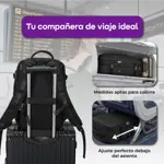 Mochila de Viaje Carry On para Cabina de Avion Porta Notebook Waggs Negra