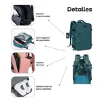 Mochila de Viaje Carry On para Cabina de Avion Porta Notebook Waggs Negra