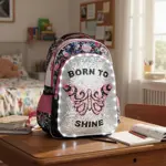 Mochila Espalda Mariposa Born To Shine Luz Led 18 Pulgadas Negro Born To Shine