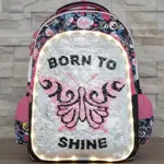 Mochila Espalda Mariposa Born To Shine Luz Led 18 Pulgadas Negro Born To Shine