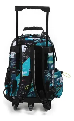 Mochila Escolar Carro 18 Racing Car Chimola Negro Geométrico