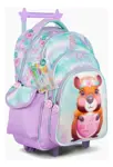 Mochila Carro 18 Capibara C/ Mini Lapiceras De Gel Capybag Lila Geométrico