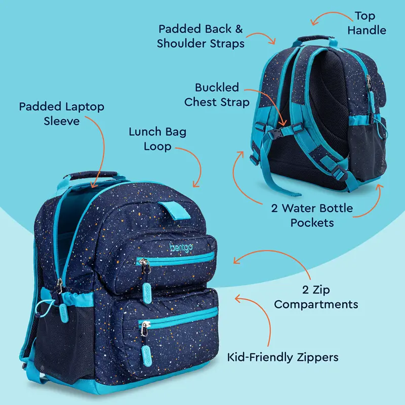 Mochila Bentgo Kids Confetti ligera 35,56 cm Azul Abismo