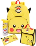Set de mochilas Pokémon Pikachu de 4 piezas con lonchera y botella de agua