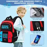 Set de Mochila Bevalsa Game Over con Puerto de Carga USB Rojo