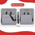 FUNDA MALETÍN PARA LAPTOP NOTEBOOK 15.6 CON CORREA AJUSTABLE GRIS 15,6