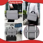 FUNDA MALETÍN PARA LAPTOP NOTEBOOK 15.6 CON CORREA AJUSTABLE GRIS 15,6