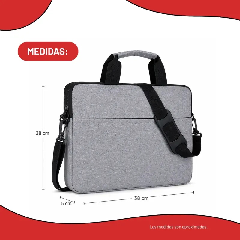 FUNDA MALETÍN PARA LAPTOP NOTEBOOK 15.6 CON CORREA AJUSTABLE GRIS 15,6