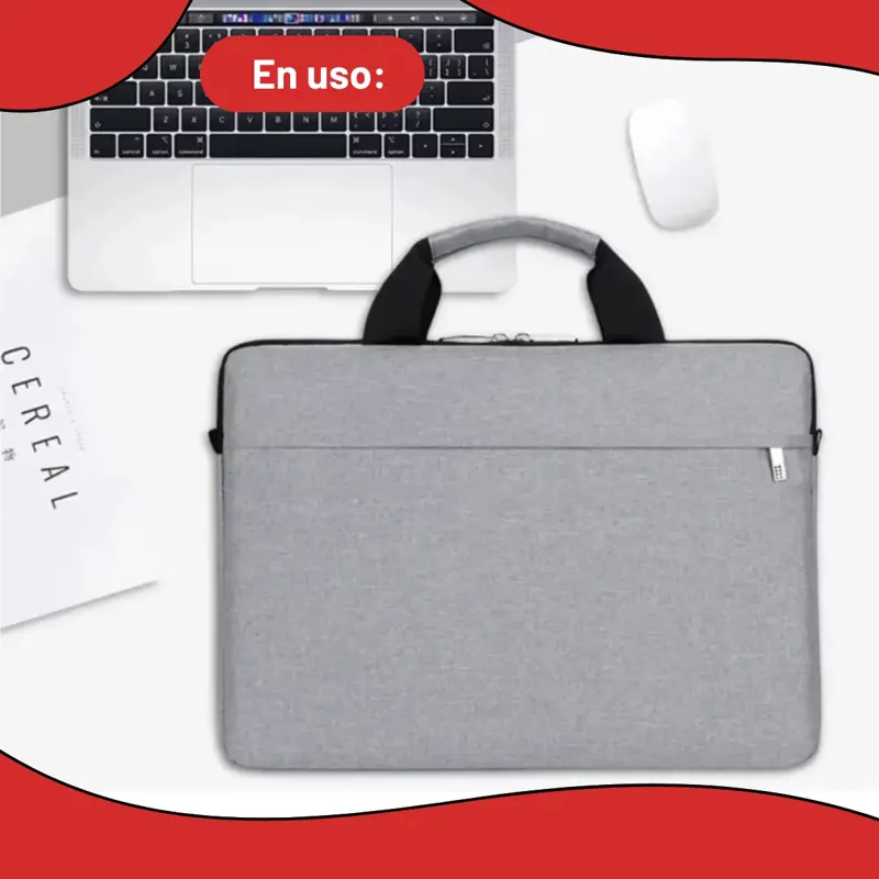 FUNDA MALETÍN PARA LAPTOP NOTEBOOK 15.6 CON CORREA AJUSTABLE GRIS 15,6