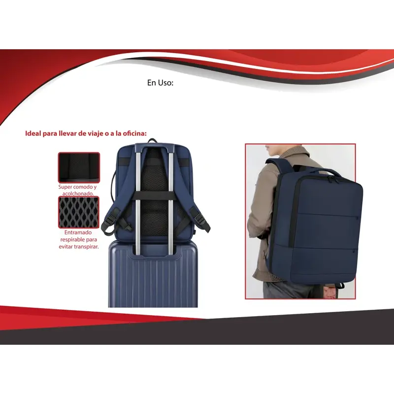 Mochila de Viaje Carry On Equipaje Mano Expandible Notebook Azul