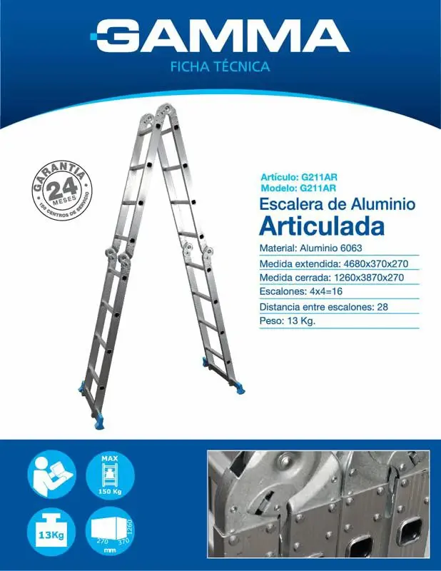 Escalera Aluminio Articulada x 4 G211AR