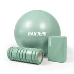 Kit de Yoga Rolo Masajeador + Ladrillo + Pelota Yoga 55cm Verde Pilates Randers Calm Collection
