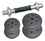 EQUIPO MANCUERNA CROMADA c/ROSCAS Y MANGO DE GOMA + 7.5KG c/ DISCOS RECUB. PVC RANBAK 001