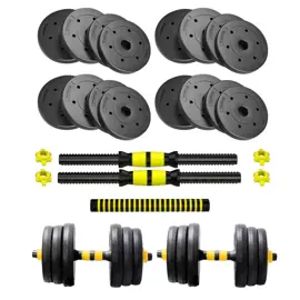 Kit Mancuernas Y Barra 30 Kg Discos...