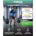 Trap Bar Olimpica Force By Gadnic Hexagonal 50mm Acero Macizo Cromado 145cm 22kg 