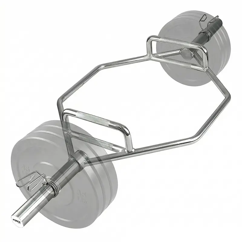 Trap Bar Olimpica Force By Gadnic Hexagonal 50mm Acero Macizo Cromado 145cm 22kg