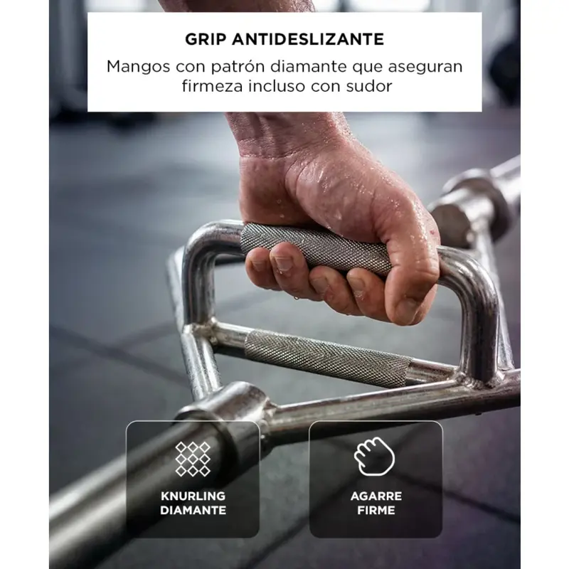 Trap Bar Olimpica Force By Gadnic Hexagonal 50mm Acero Macizo Cromado 145cm 22kg