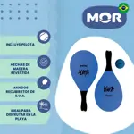Juego Tenis Playa Paletas de Madera Revestidas Mor 3700