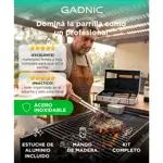 Kit Para Parrilla Gadnic 5 Piezas Acero Inoxidable Asado Pinza Espátula Pinche Afilador Cuchilla