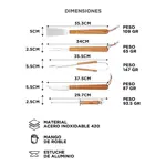 Kit Para Parrilla Gadnic 5 Piezas Acero Inoxidable Asado Pinza Espátula Pinche Afilador Cuchilla