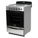 Cocina Multigas 5538 - 56cm, Encendido Eléctrico, Horno Easy Clean, Acero Inox