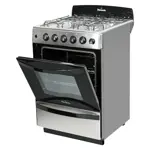 Cocina Multigas 5538 - 56cm, Encendido Eléctrico, Horno Easy Clean, Acero Inox