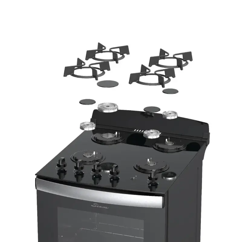 Cocina de Vidrio Templado Multigas Siam Negro CSI CM056N NS