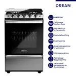 Cocina Multigas 56 cm Inoxidable Con Air Fryer Drean CD5617AI0