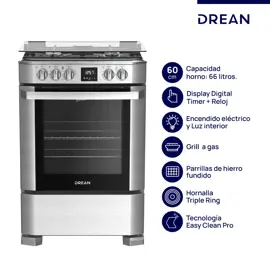 Cocina Multigas 60 Cm Inox Con Disp...