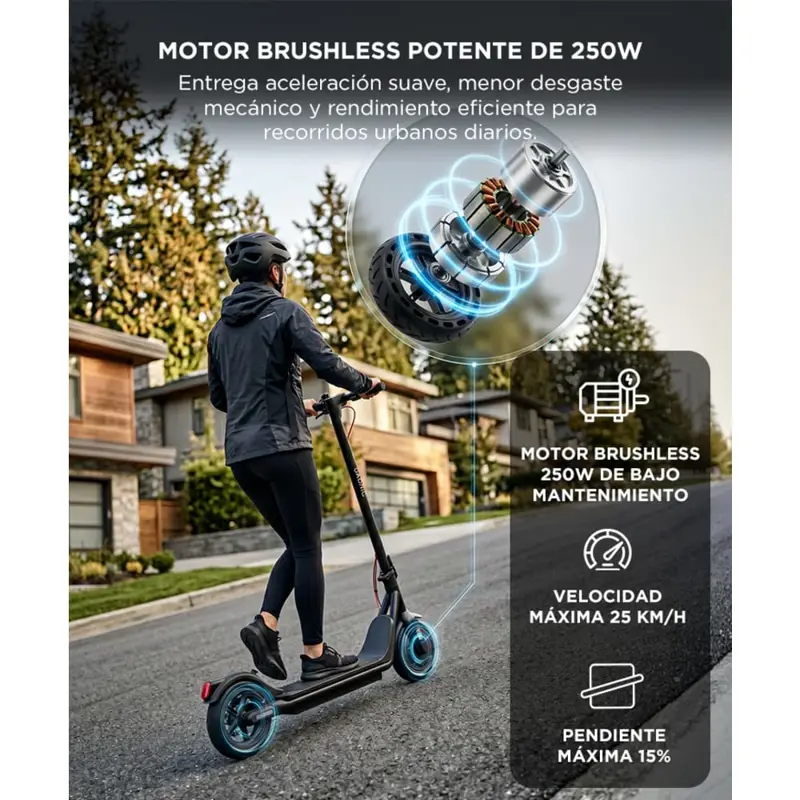 Monopatín Eléctrico Gadnic 250W Velocidad 25 Km H Autonomía 25 Km