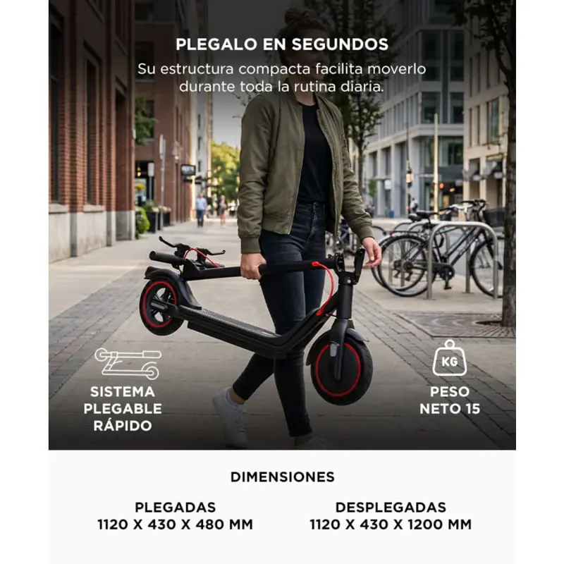 Monopatín Eléctrico Gadnic 250W Velocidad 25 Km H Autonomía 25 Km