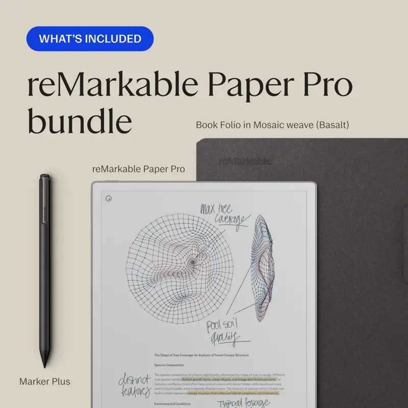 Tableta reMarkable Paper Pro con Marker Plus y Book Folio