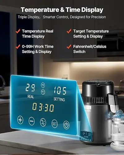 VEVOR Destilador de agua, filtro purificador de