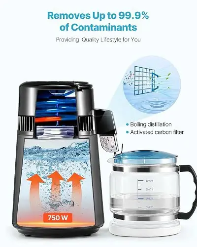 VEVOR Destilador de agua, filtro purificador de