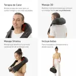  Combo Calm Masajeador  Cervical , Lumbar, pies calor Negro 8 Esferas