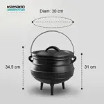 Caldero Olla De Hierro Fundido 30 Cm 9 Lts Con Tapa Kamado