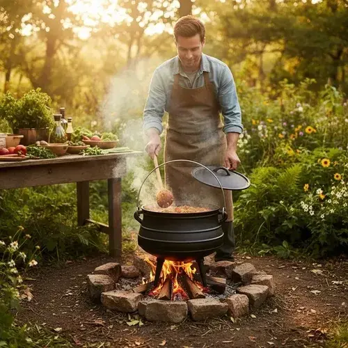 Caldero Olla De Hierro Fundido 30 Cm 9 Lts Con Tapa Kamado