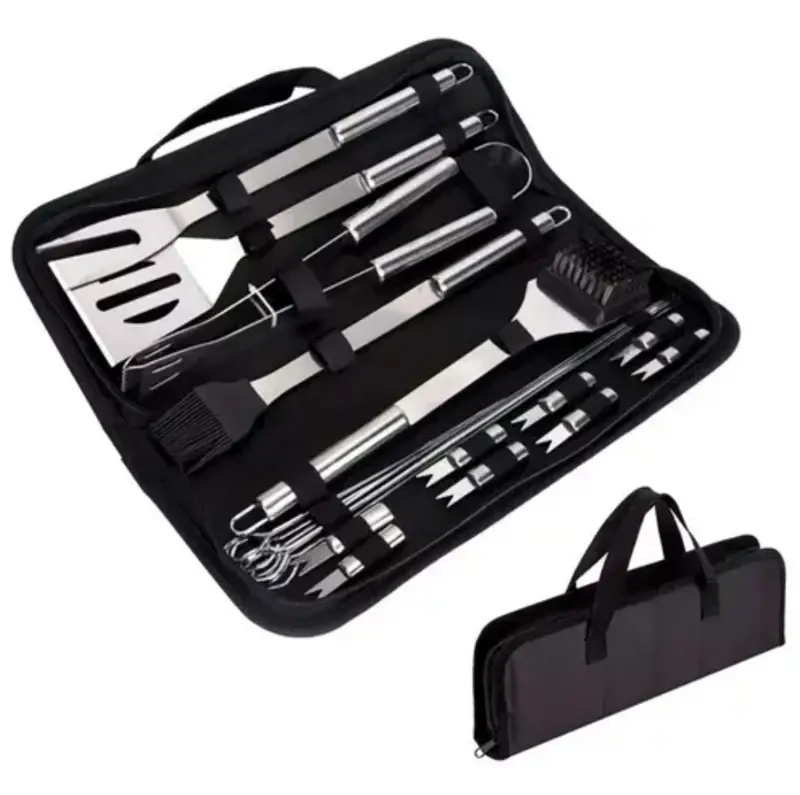 Set Parrilla 18pzs Kit Asador Acero Inoxidable Con Estuche