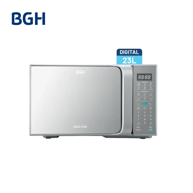 Microondas BGH QuickChef Digital Inverter con Grill Silver 23L