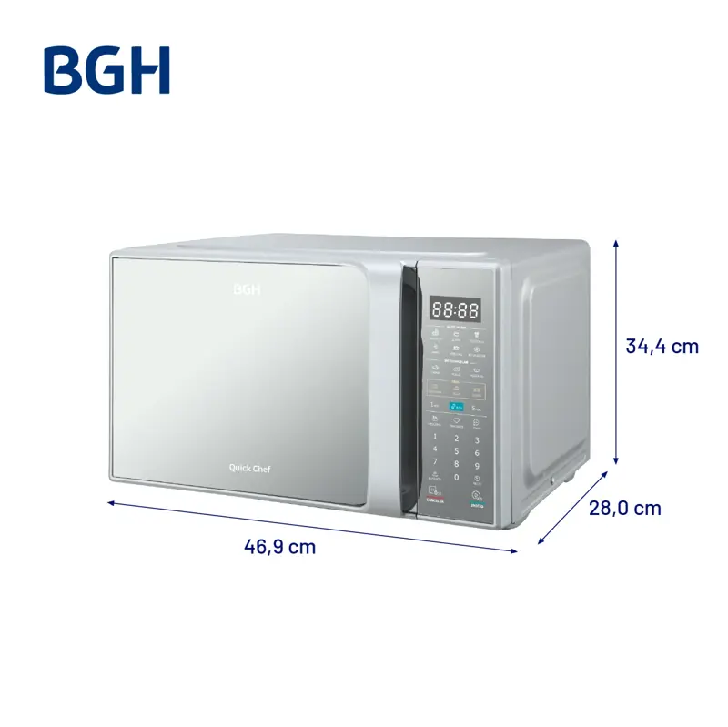 Microondas BGH QuickChef Digital Inverter con Grill Silver 23L