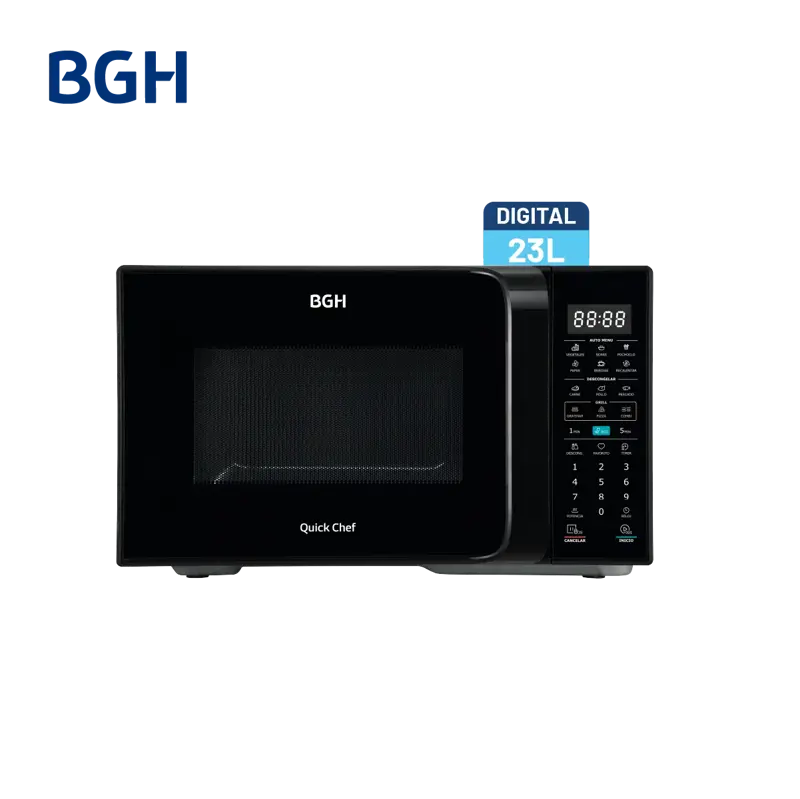 Microondas BGH QuickChef Digital Inverter con Grill Negro 23L