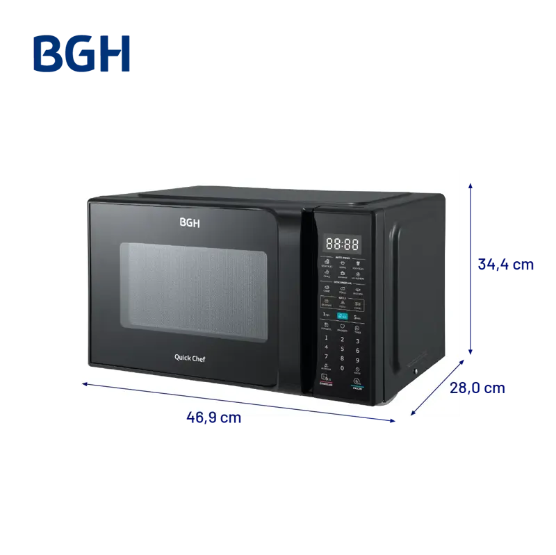 Microondas BGH QuickChef Digital Inverter con Grill Negro 23L