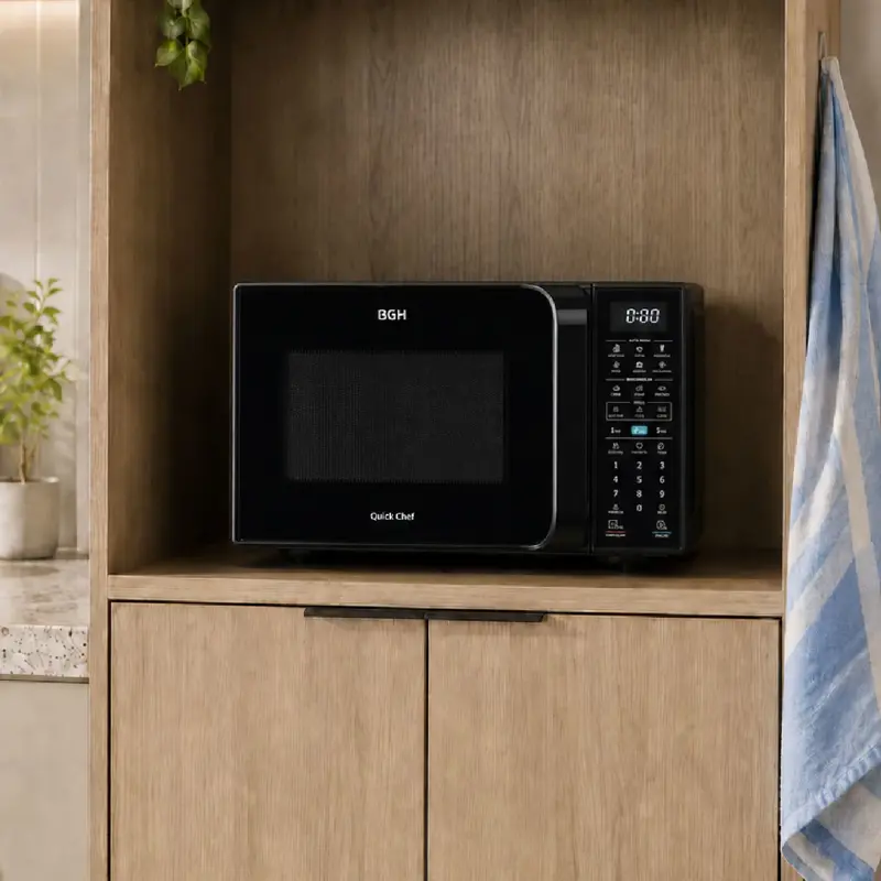 Microondas BGH QuickChef Digital Inverter con Grill Negro 23L