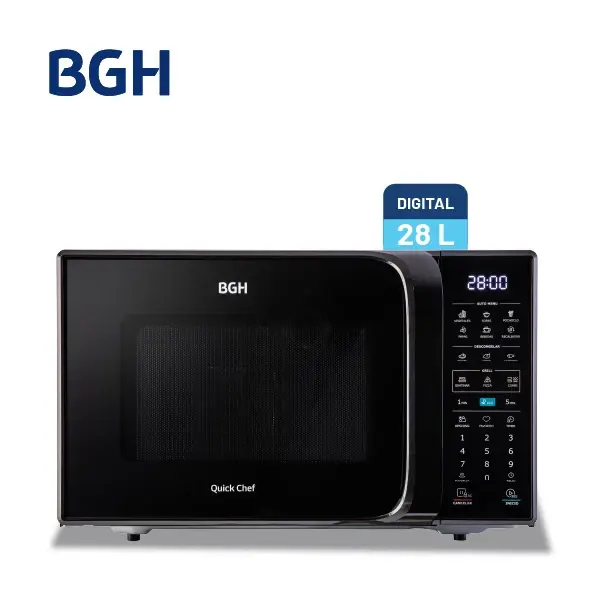 Microondas BGH QuickChef Digital Eco con Grill Negro 28L