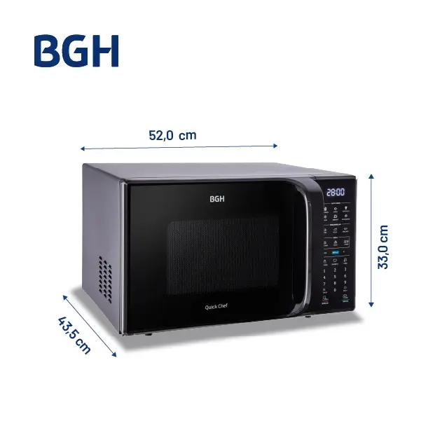 Microondas BGH QuickChef Digital Eco con Grill Negro 28L
